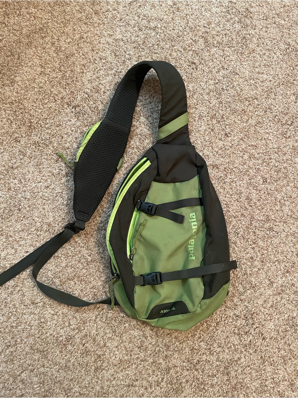 Patagonia Two-Tone Green and Black Sling Pack